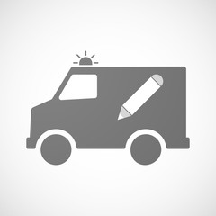 Isolated ambulance icon with a pencil
