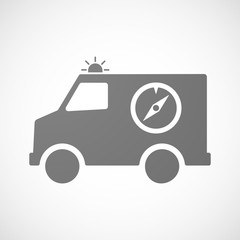 Isolated ambulance icon with a compass