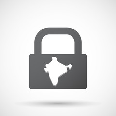 Isolated lock pad icon with  a map of India