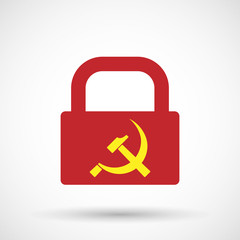 Isolated lock pad icon with  the communist symbol