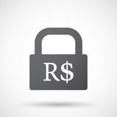 Isolated lock pad icon with a brazillian real currency sign