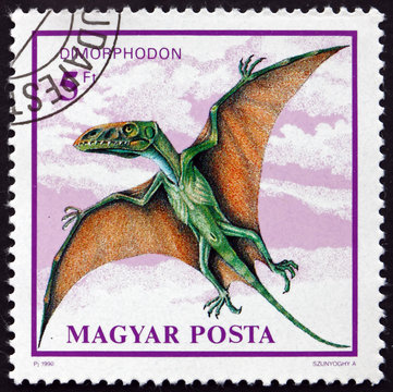 Postage stamp Hungary 1990 Dimorphodon, Prehistoric Animal
