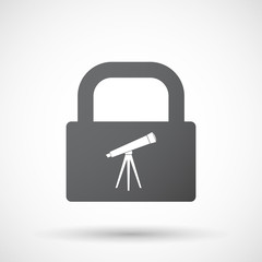 Isolated lock pad icon with a telescope