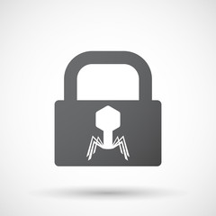 Isolated lock pad icon with a virus