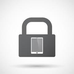Isolated lock pad icon with a tablet computer
