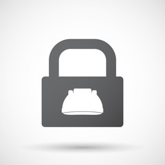 Isolated lock pad icon with a work helmet