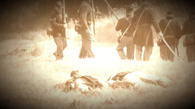 Dead Civil War soldiers on battlefield (Archive Footage Version)