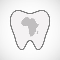Isolated line art tooth icon with  a map of the african continen