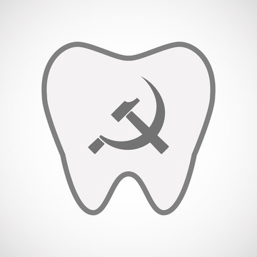 recommend clip art: Isolated line art tooth icon with  the communist symbol