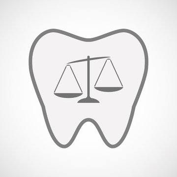 recommend clip art: Isolated line art tooth icon with  an unbalanced weight scale