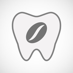 Isolated line art tooth icon with a coffee bean