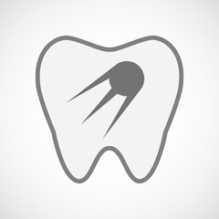 Isolated line art tooth icon with a vintage satellite