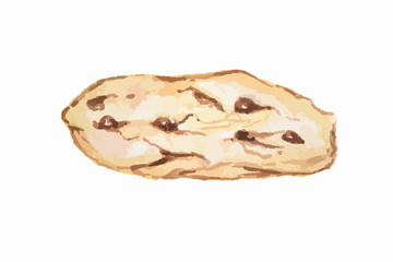 Isolated watercolor cookie on white background. Sweet and tasty pastry. Chocolate dessert.