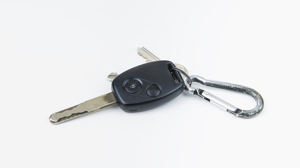 keys and car key isolated on white background