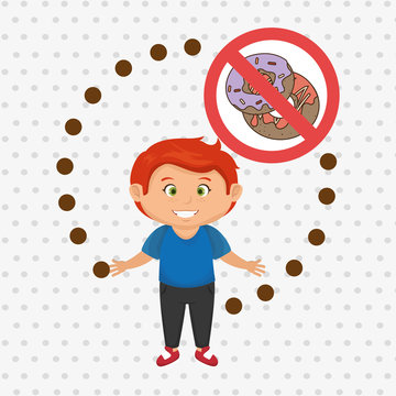 cartoon child fast food danger symbol vector illustration