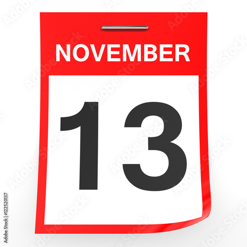 "November 13. Calendar on white background." Stock photo and royalty