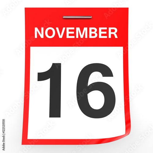 "November 16. Calendar on white background." Stock photo and royalty