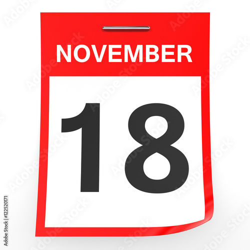 "November 18. Calendar on white background." Stock photo and royalty