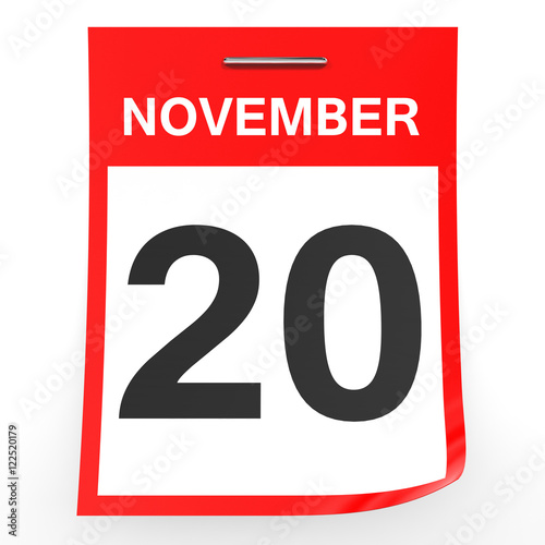 "November 20. Calendar on white background." Stock photo and royalty