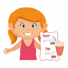 cartoon girl menu food drink vector illustration eps 10