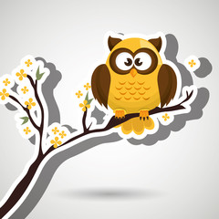 owl yellow tree leaves yellow vector illustration eps 10