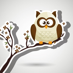 owl blue tree leaves blue vector illustration eps 10