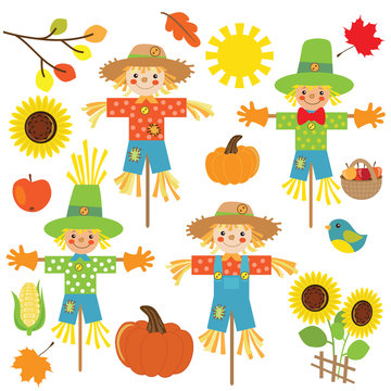 Scarecrow Vector Cartoon Illustration