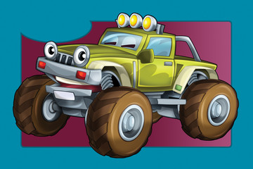 Cartoon with car - for different usage - off road truck - illustration for children