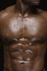 Sweating Muscular Chest and Abs