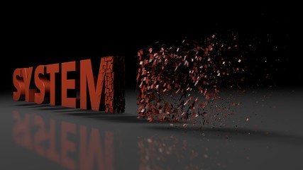 The Words "System Error" with the last letters disappearing in particles