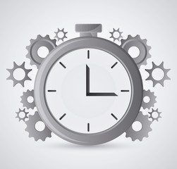 Gears and chronometer icon. Time instrument and tool theme. Colorful design. Vector illustration