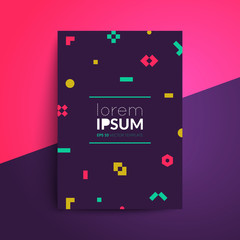 Brochure cover design. Colorful Isometric shapes composition. A4 format template for business card,poster,flyer etc.