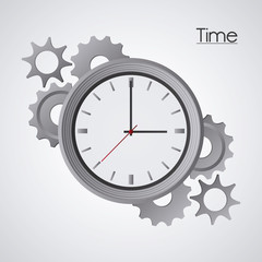 Traditional clock and gears icon. Time instrument and tool theme. Colorful design. Vector illustration