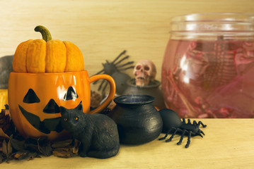 vintage halloween background with horror prop background