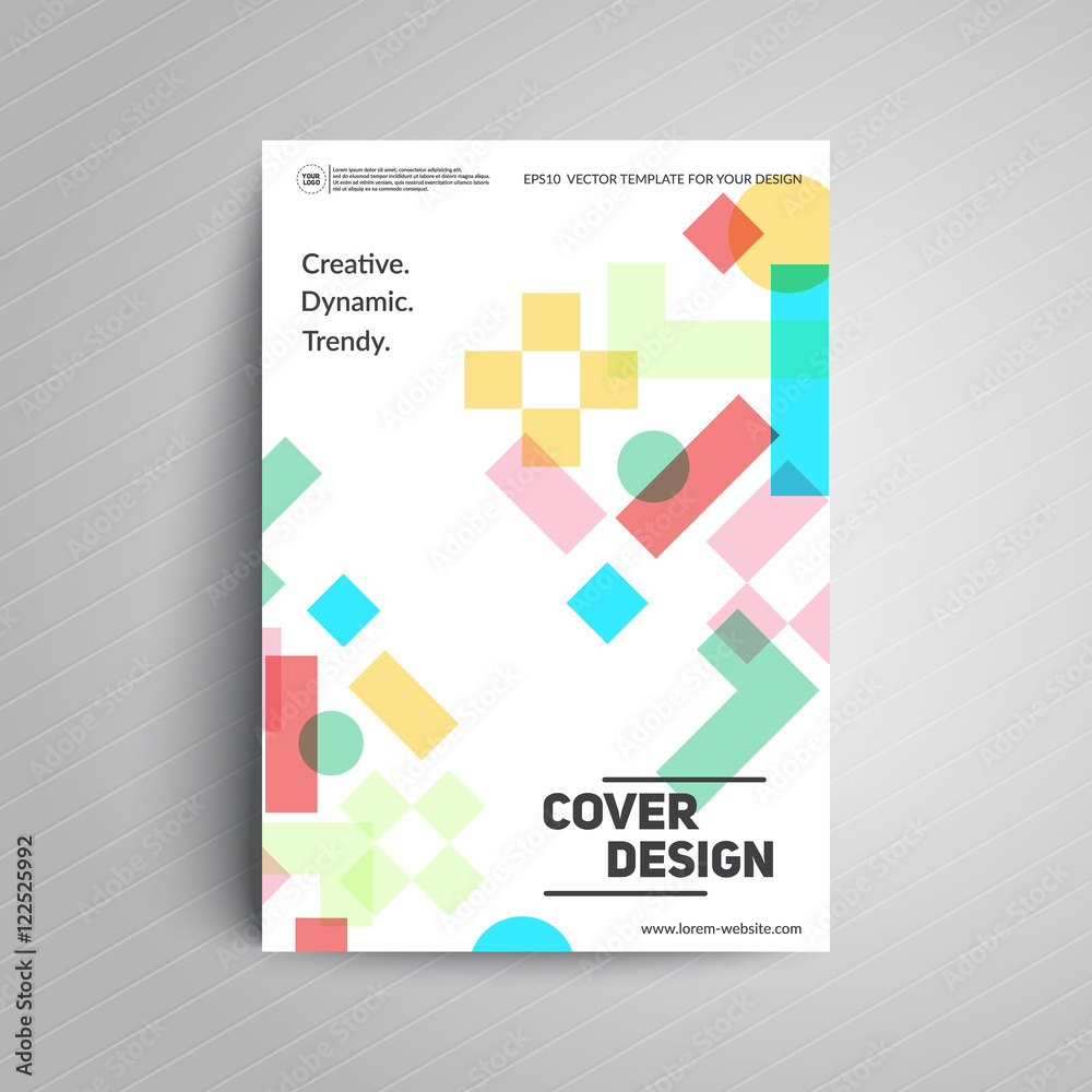 Wall mural geometric cover design. simple shapes multiply. a4 format template for business card,poster,flyer,br