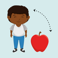 boy cartoon fruit apple red vector illustratin eps 10