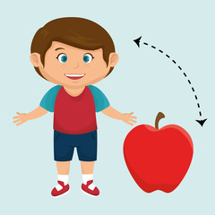 boy cartoon fruit apple red vector illustratin eps 10