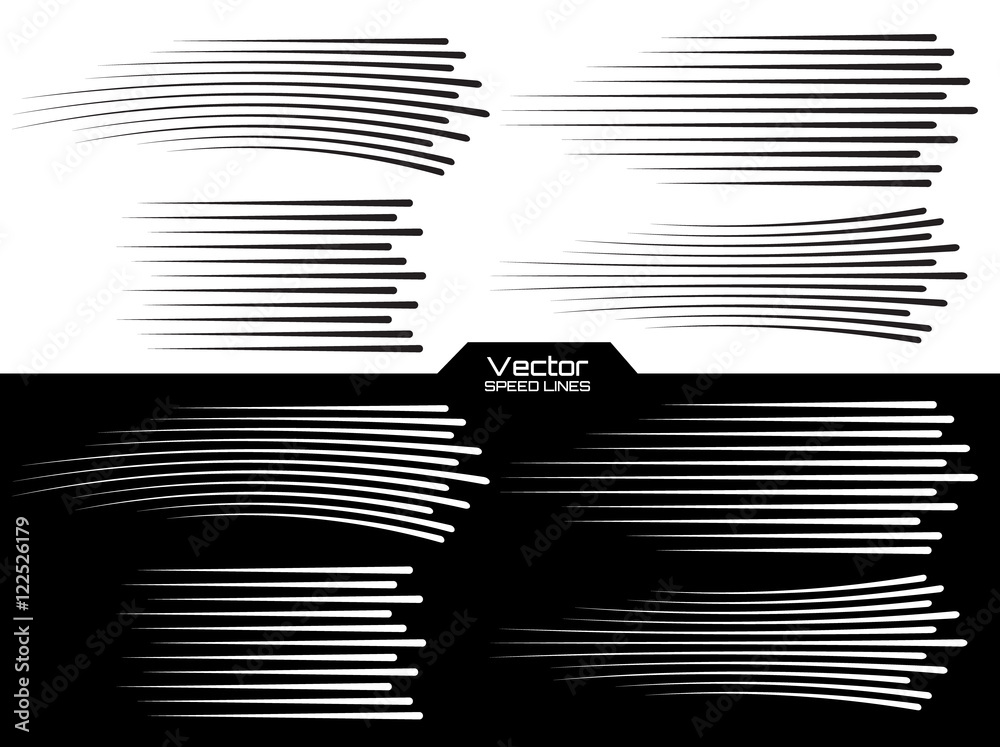 Poster speed lines set. motion effects collection for your design. vector template