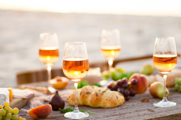 Food Table Healthy Delicious and wine. Meal Concept