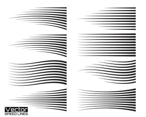 Speed lines set. Motion effects collection for your design. Vector template