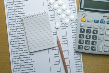 Planning monthly budget, Finance about health concept