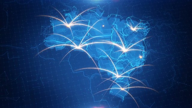 Map of the Brazil with the animated background.