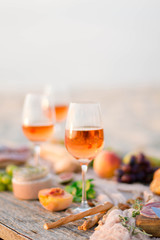 Food Table Healthy Delicious and wine. Meal Concept
