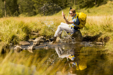 Hiker resting