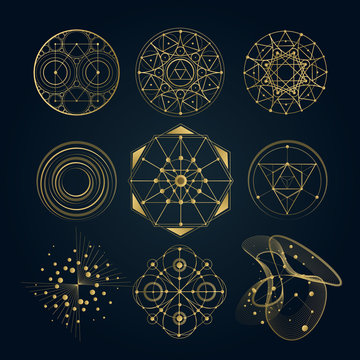 Sacred Geometry Forms, Shapes Of Lines, Logo, Sign, Symbol.