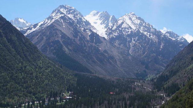View of the mountain peaks in Ala Archa, Kyrgyzstan