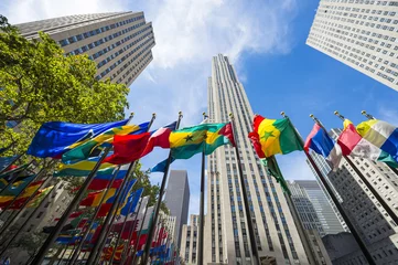  International flags fying in Midtown Manhattan, New York City © lazyllama
