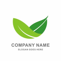 Half Circle Natural Green Leaf Farm Agriculture Vector Logo Design Template