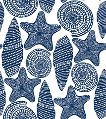 vector background with shells and starfish