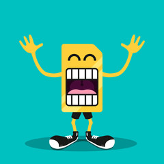 SIM card character vector illustration